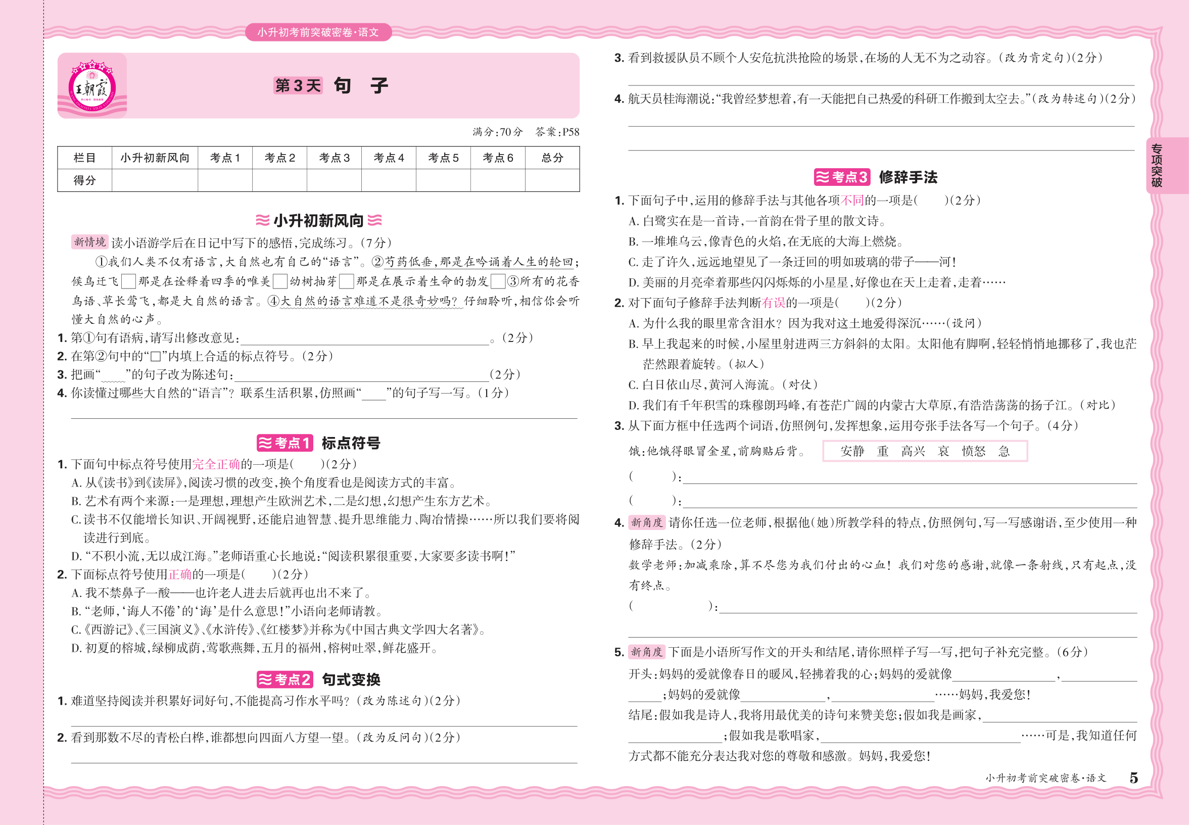 小升初语文·2025年专项突破卷——句子